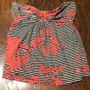 Black, White, and Pink stripe and floral shirt